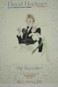A David Hockney exhibition poster, Tate Gallery 1980, framed and glazed. H.83 W.63cm.