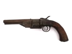 A J. Beattie Transitional Percussion Revolver, serial #2706, .44 cal (52 bore), 5 1/2