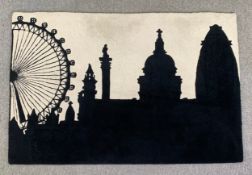 A contemporary woollen carpet, London skyline. L.178 W.120cm