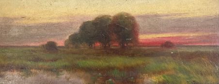 Otto Strutzel (1855-1930), oil on panel, landscape with lake to the foreground, signed. H.22 W.42cm.