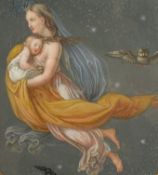 A late 19th century oil painting on copper, neoclassical style, gilt framed. Dia.16cm