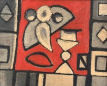 A framed oil on canvas, abstract composition. H.46 W.56cm
