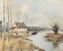 Marcel-Georges Hue (1907), oil on canvas, a French rural scene, signed. H.78 W.90cmHue