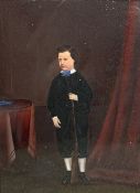 A 19th century portrait study, framed oil on board. H.39 W.32cm