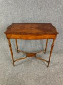 Centre table, C.1900, kingwood and burr walnut with satinwood and ebony inlay. H.75 W.76 D.46cm