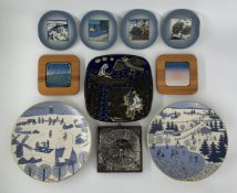 A collection of Finnish wall plates and tiles to include Helja Liukko Sundstrom and Raija Uosikkinen