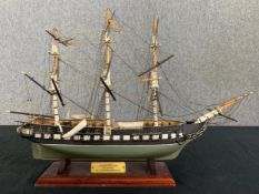 A hand made model of the US frigate Constitution with maker's mark to the underside. H.33 W.48cm