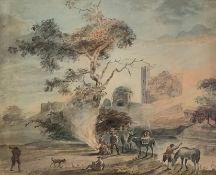 A 19th century watercolour, Bothal Castle, signed A Grant, framed and glazed. H.61 W.68cm