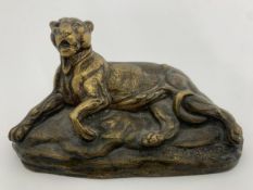 After Paul-Edouard Delabrierre, a bronze lion figure, signed. H.7 W.14 D.7cm