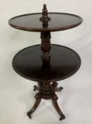 Dumb waiter, George III mahogany on tripod supports. H.121cm x Dia.66cm