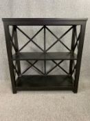 A contemporary hardwood open bookcase or console table. H.91 W.86 D.34cm