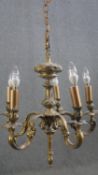 A vintage Rococo style five branch chandelier. H.66 Dia.55cm.