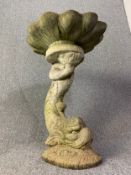 A weathered composite stone two section bird bath. H.75 W.57cm