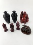 A collection of Eastern moulded items, figures etc. H.16cm (largest)