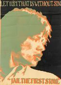 A framed and glazed Rolling Stones poster: Let Him That Is Without Sin 
