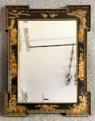 Wall mirror, lacquered and Chinoiserie decorated with a bevelled plate. H.93 W.72cm