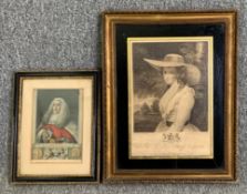 A late 18th century hand coloured engraving along with a 19th century engraving of The Countess