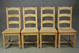 Dining chairs, a set of four Shaker style beech. H.103cm. (each).