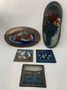 Helja Liukko Sundstrom for Arabia Finland, a collection of ceramic glazed tiles. H.33cm (largest)