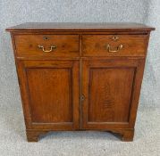 Linen cabinet, early 19th century elm fitted with slide-out drawers. H.96 W.96 D.47cm