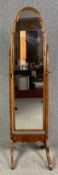 Cheval mirror, mid century walnut. H.158cm