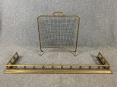 A brass fire kerb and a brass fire screen, C.1900. H.67cm (largest)