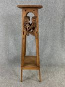 Torchere or jardiniere stand, 19th century Art Nouveau carved beech. H.115cm