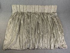 Two pairs of pleated and lined silk curtains with a matching pelmet. H.263 W.210cm (each)