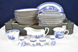 A quantity of 19th century blue and white dinner plates etc