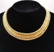 A vintage 18ct yellow gold articulated fancy link collar necklace with hidden push clasp with safety