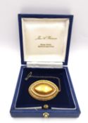 A Victorian yellow metal (tests as 14ct or higher) Etruscan revival marquise shaped mourning