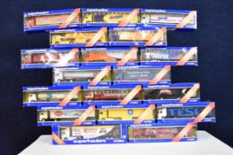 A collection of nineteen boxed Corgi Superhaulers model articulated lorries. Largest box H.9 W.35