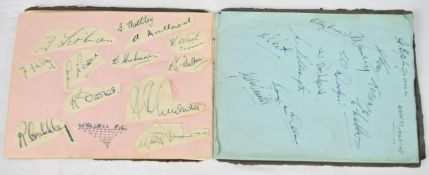 Two pages of autographs from a post war match between Southampton and Walsall.