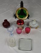 A miscellaneous collection of 19th century and later glass items. Largest D.19cm