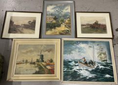 A miscellaneous collection of framed original works in various mediums. Largest H.65 W.50cm