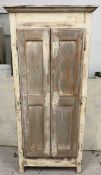 A 19th century distressed painted hall cupboard. H.171 W.78 D.41cm