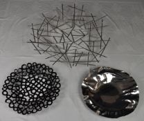 Three Alessi Italy metal art bowls. Largest D.67cm