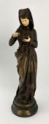 After Albert-Ernest Carrier-Belleuse (1824-1887), a bronze and ivory figure of a medieval lady