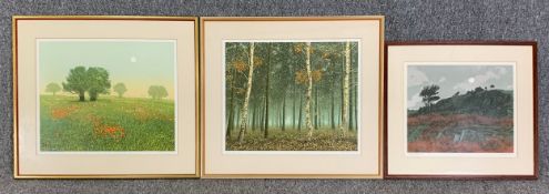 A collection of three limited edition screen prints, signed Kenneth Leech, framed and glazed. H.59