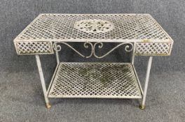 A vintage 19th century style painted iron conservatory or garden table. H.55 W.85 D.50cm