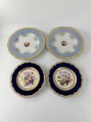 Two pairs of 19th century English porcelain dinner plates with hand decorated detail. Dia.27cm (
