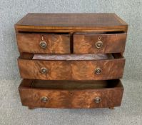A 19th century flame mahogany and ebony strung chest of drawers. H.81 W.81 D.46cm