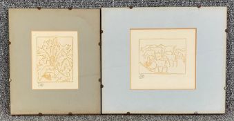 Aristide Maillol, French, (1861 - 1944), Two limited edition woodblock prints. One of goats and