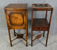 A Georgian mahogany washstand and a similar pot cupboard. H.78 W.35 D.35cm (largest)