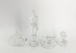 A collection of mid century Lalique glass signed pieces, including 'nude Josephine', 'Floreal', an