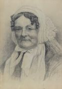 An early 19th century pencil portrait, monogrammed and dated, framed and glazed. H.57 W.44cm
