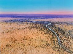 Ben Shearer (b.1941), watercolour, expansive Australian landscape, signed and dated, framed and