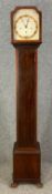 A 20th century mahogany cased grandmother clock with engraved steel dial by R Stewart, Glasgow. With