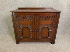 Sideboard, mid century Jacobean style oak. H.95 W.112 D.53cm