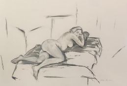 A large charcoal nude study, signed G H Hunter and dated 2012, framed and glazed. H.81 W.106cm